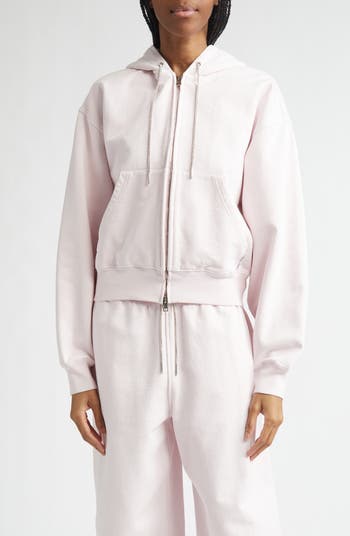Alexander Wang Rhinestone Drawstring Zip Hoodie | Nordstrom