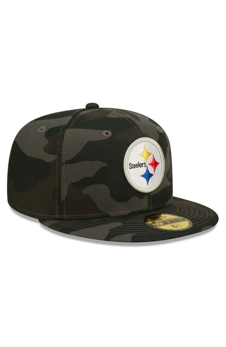 New Era Men's New Era Black Pittsburgh Steelers Camo 59FIFTY Fitted Hat, Alternate, color,