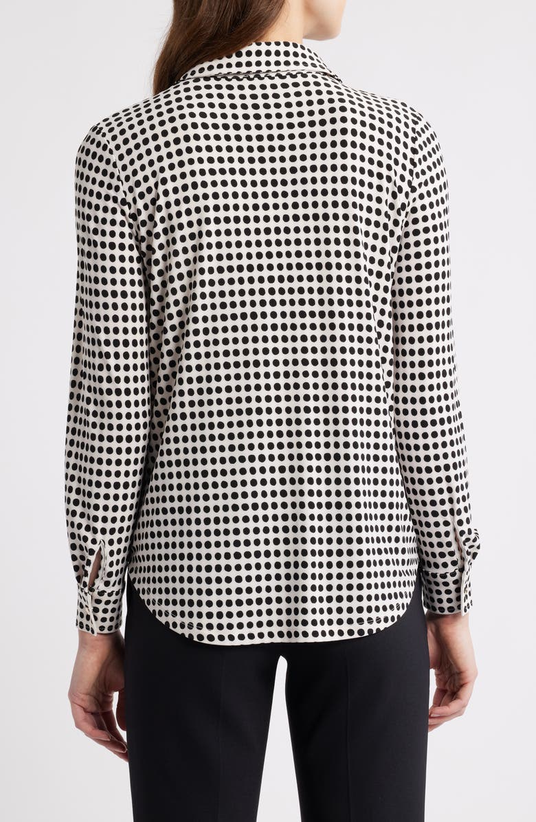 Anne Klein Polka Dot Button-Up Shirt, Alternate, color, White Dove/ Anneblack