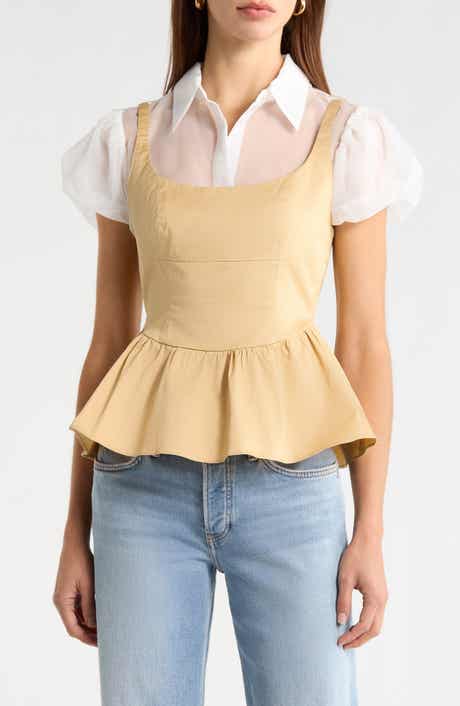 ASTR the Label Carrington Layered Peplum Top