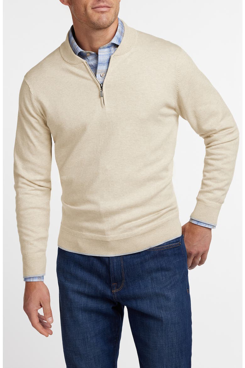 Skipper Cotton & Silk Blend Quarter Zip Sweater, Main, color, OATMEAL