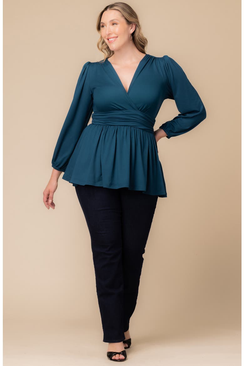 Leah Gathered Top, Alternate, color, TEAL