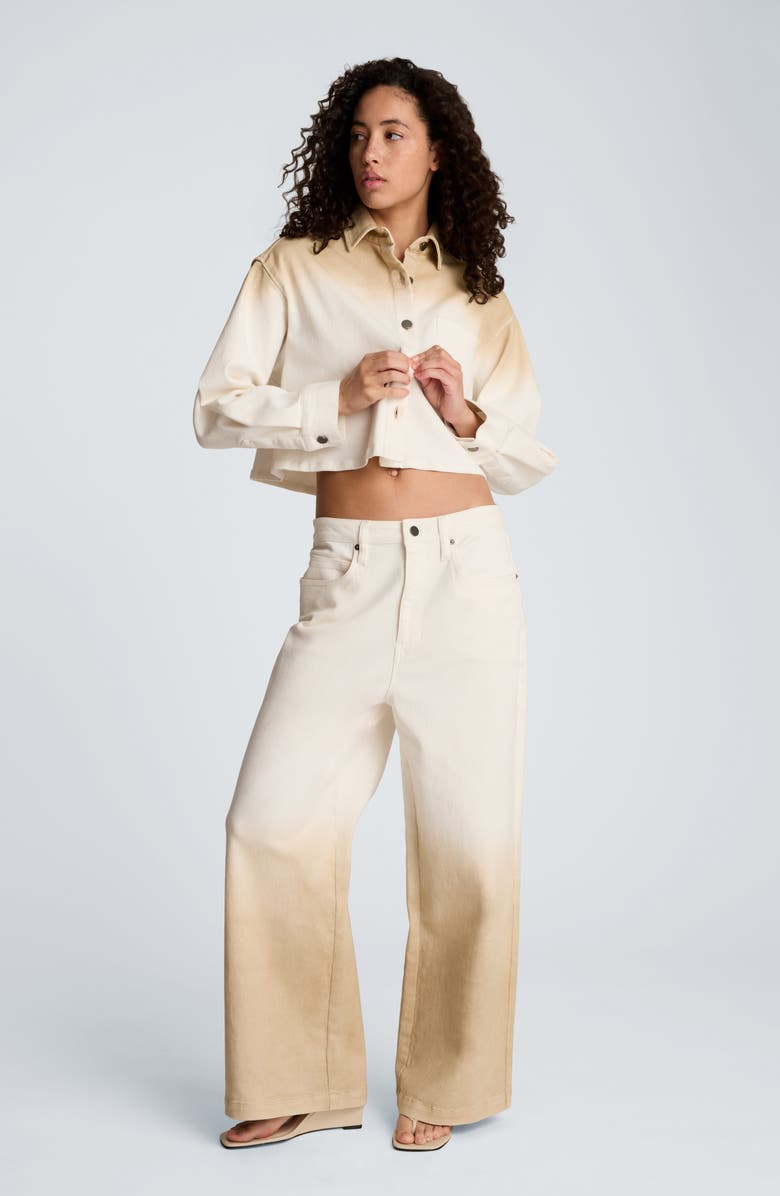 Kenneth Cole Ombré Comfort Stretch High Waist Wide Leg Jeans, Alternate, color, Tan Gradient