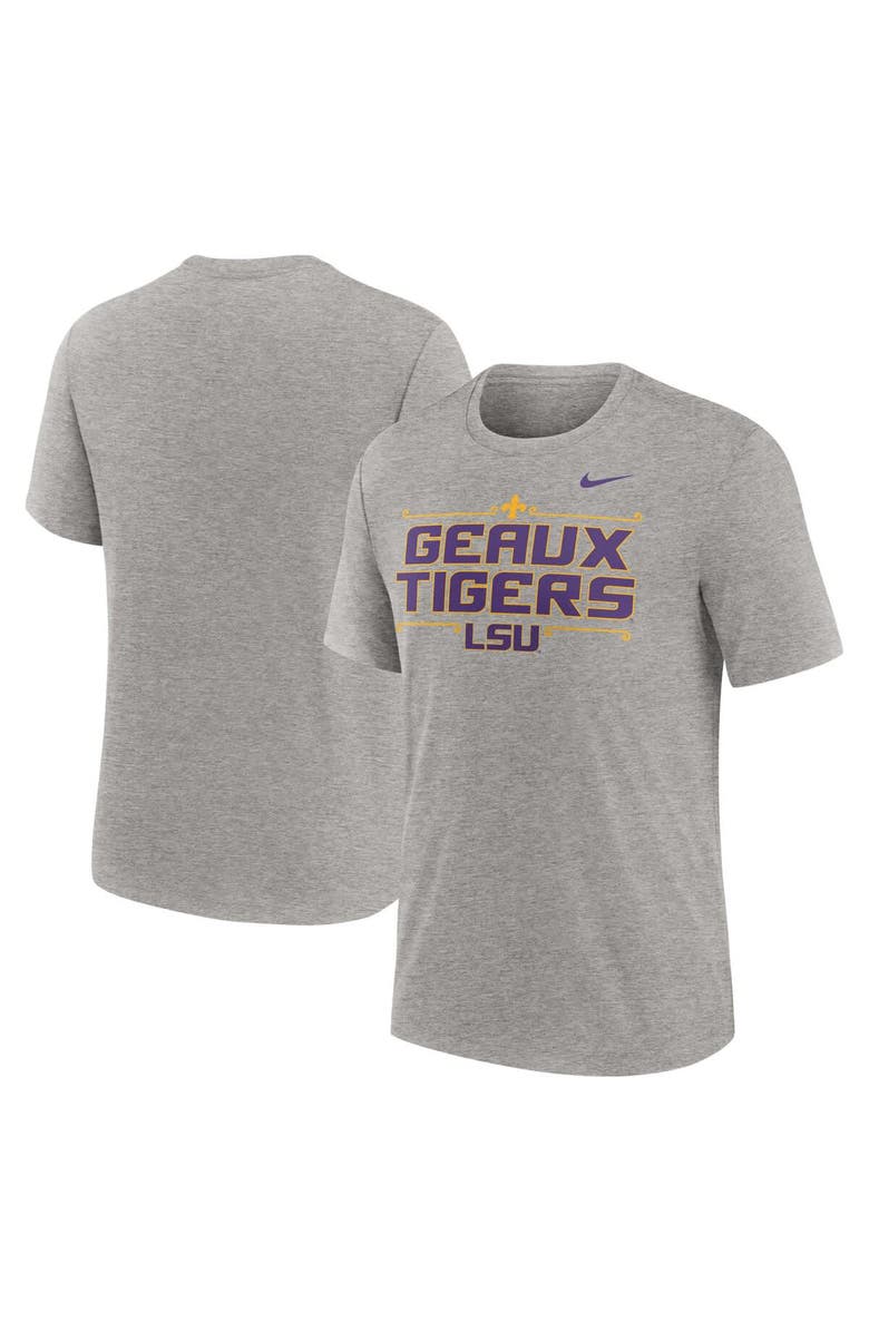 Nike Men's Nike Heather Gray LSU Tigers Campus Local Tri-Blend T-Shirt, Main, color, Heather Gray