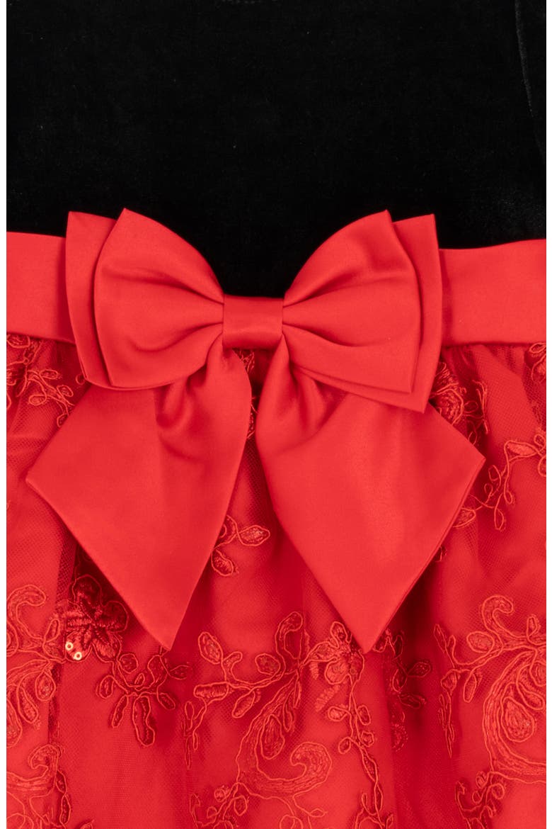 Velvet and Soutache Lace Dress and Bloomers Set, Alternate, color, RED