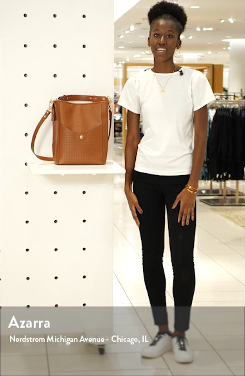 Mademoiselle Perforated Calfskin Leather Bucket Bag, sales video thumbnail