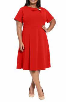 London Times Hardware Trim Scuba Fit & Flare Dress
