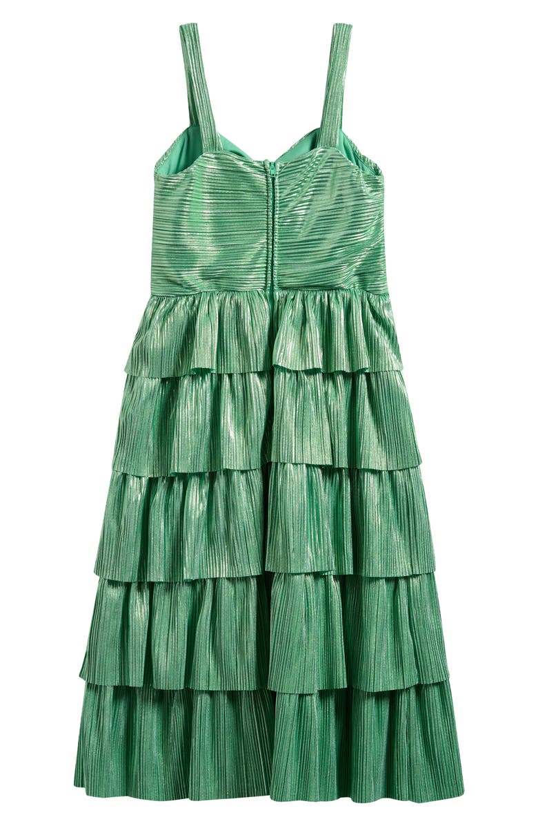LOVE, NICKIE LEW Kids' Plissé Tiered Maxi Dress, Alternate, color, Green