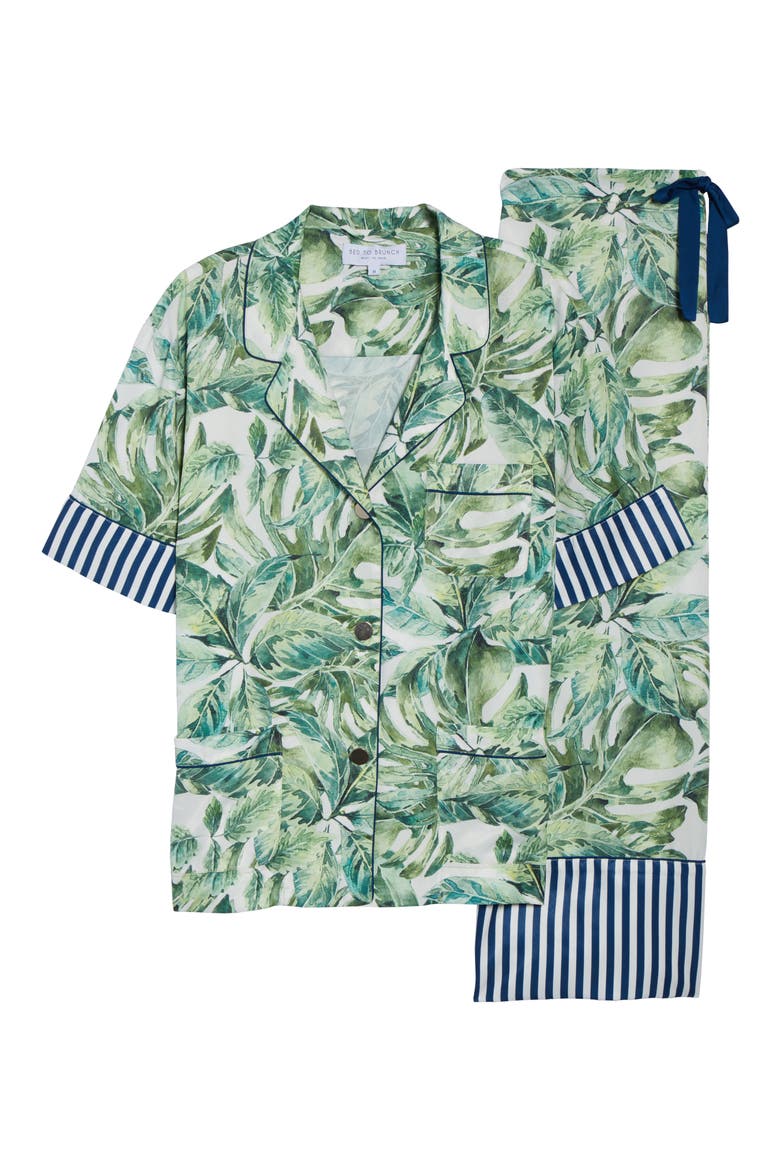 Cropped Pajamas, Alternate, color, WHITE PACIFIC PALM