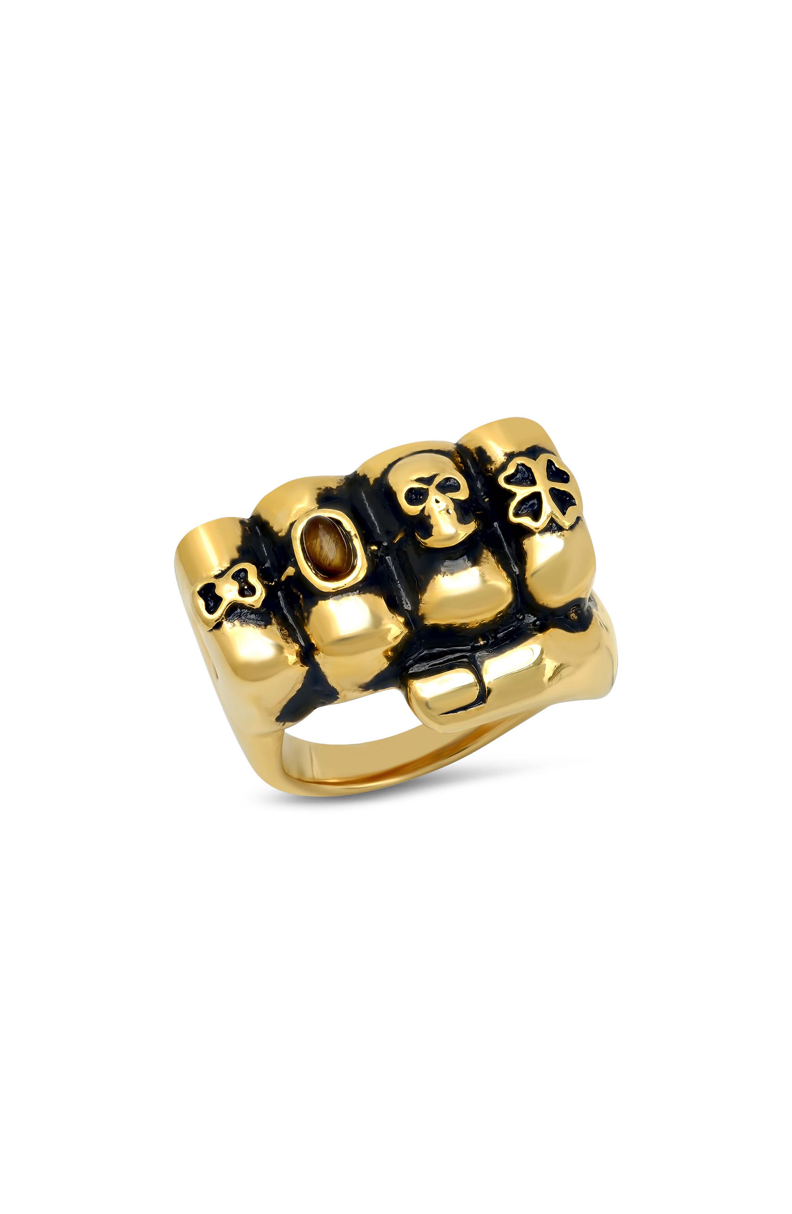 18k Gold Plated Stainless Steel Skull Ring