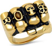 STEELTIME 18k Gold Plated Stainless Steel Skull Ring