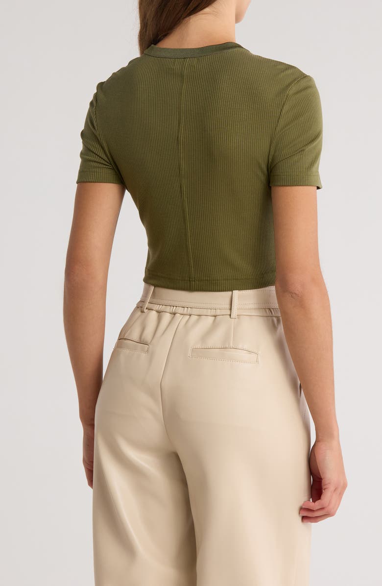 Simkhai Cinta Short Sleeve Crop T-Shirt, Alternate, color, Army Green