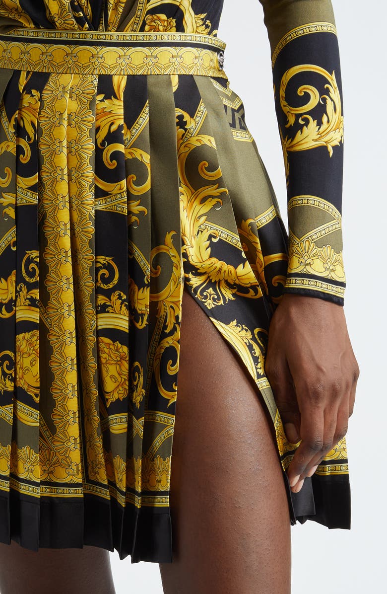 Versace Coupe des Dieux Silk Pleated Skirt, Alternate, color, 