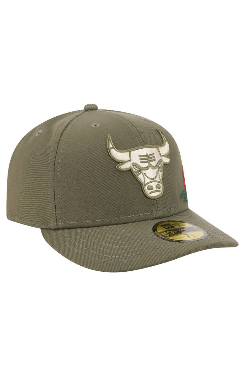 New Era Men's New Era Olive Chicago Bulls Tonal Florals 59FIFTY Fitted Hat, Alternate, color, Olive