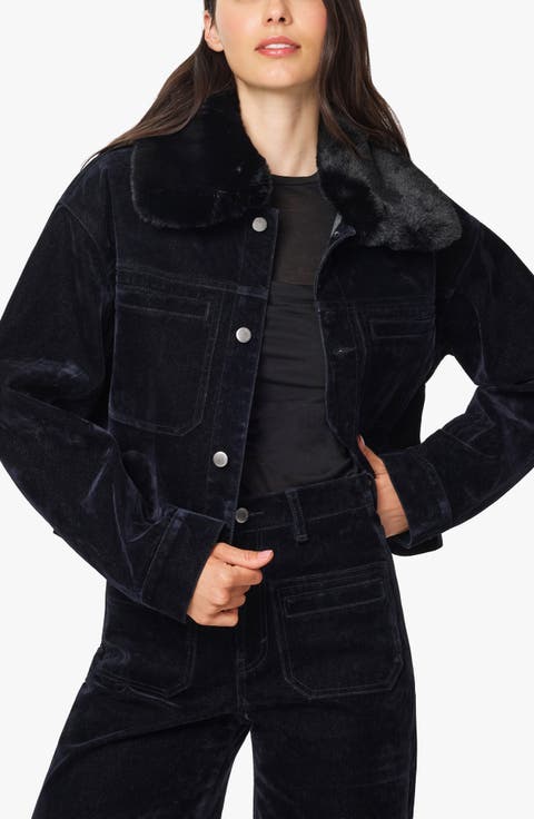 Faux Fur Collar Cropped Jacket