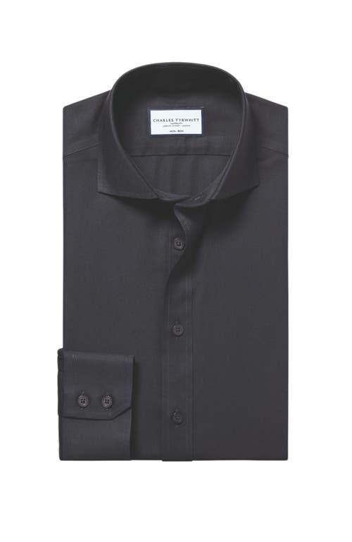 Charles Tyrwhitt Non-iron Twill Shirt In Charcoal Grey