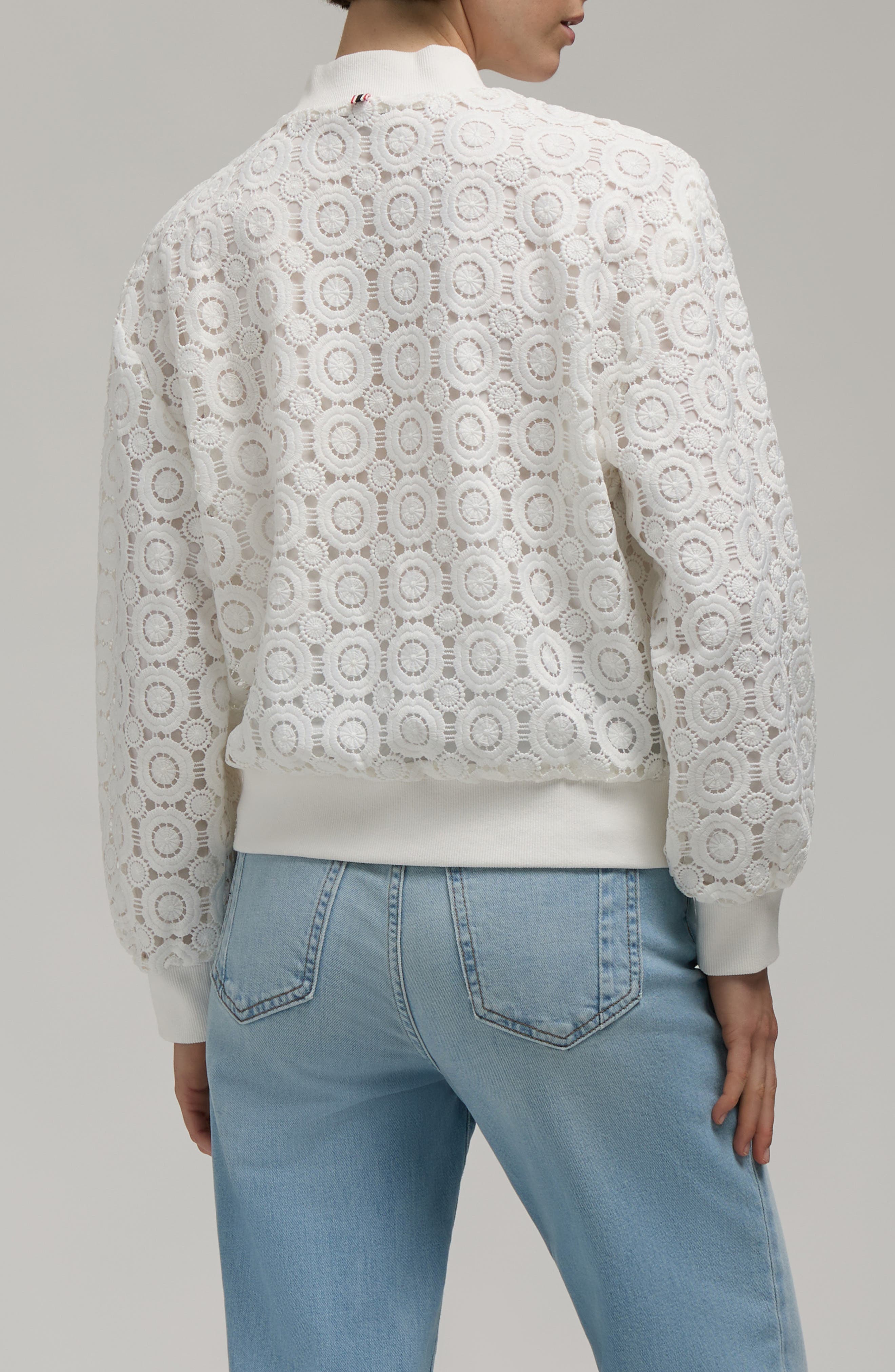 Cropped Crochet Bomber Jacket - image 2