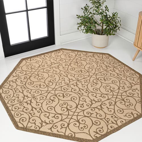 Jonathan Y Madrid Vintage Filigree Textured Weave Octagon Indoor/outdoor Area Rug In Neutral