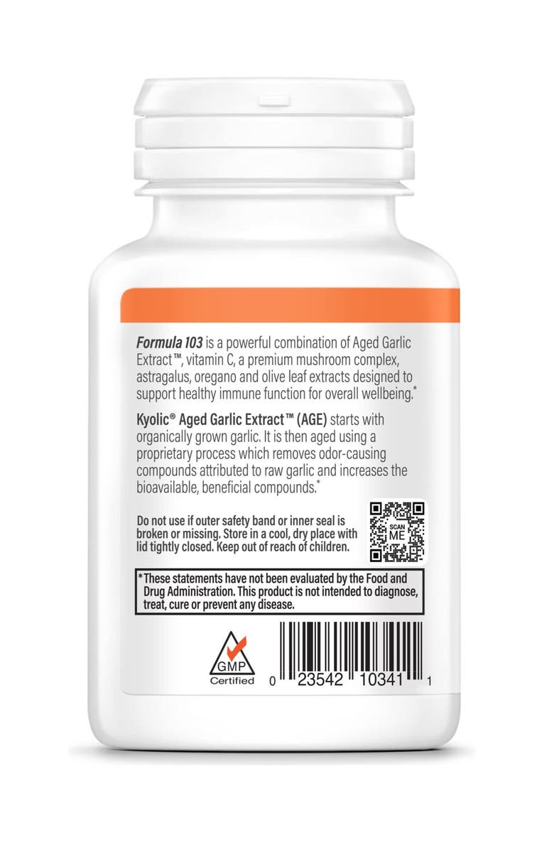 Kyolic Aged Garlic Extract Formula 103, Immune Support, 100 Capsules, Alternate, color, NO COLOR
