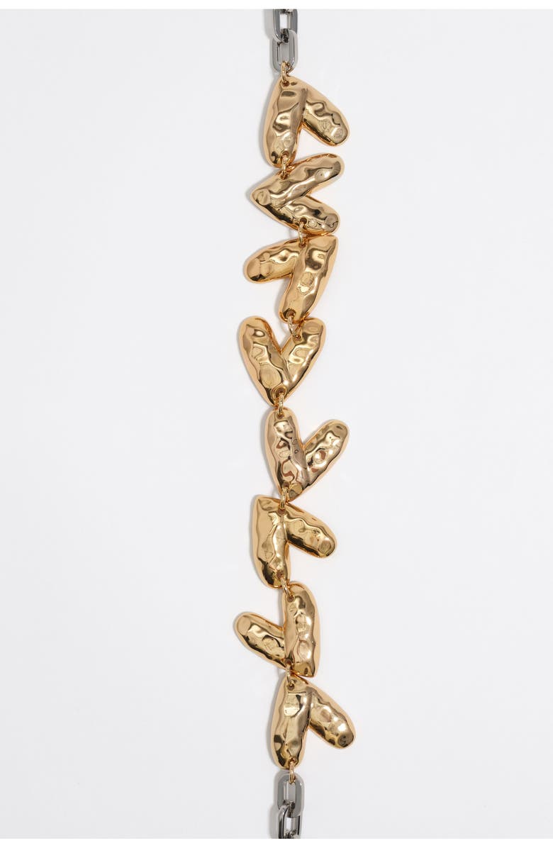 Bimba y Lola Two-Tone Textured Hearts Necklace, Alternate, color, Multigold