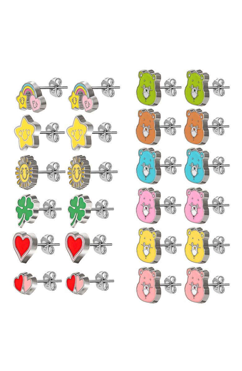 Care Bears Cute Stud Earrings Set of 12, Alternate, color, Multi