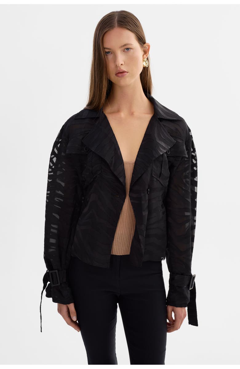 LAMARQUE Markeesa | Sheer Zebra Trench Jacket, Alternate, color, Bkzb