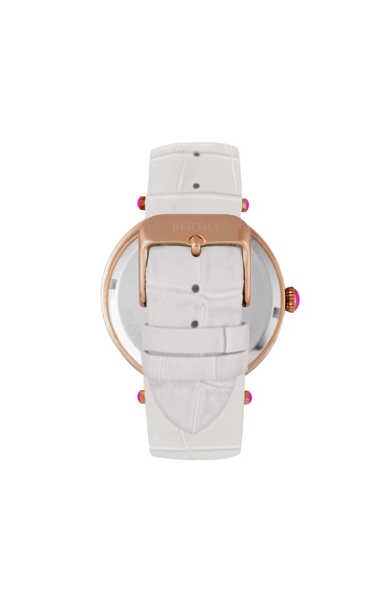 BERTHA Camilla Mother-Of-Pearl Leather-Band Watch, Alternate, color, White