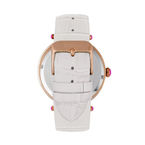 Bertha Camilla Mother-of-pearl Leather-band Watch In White