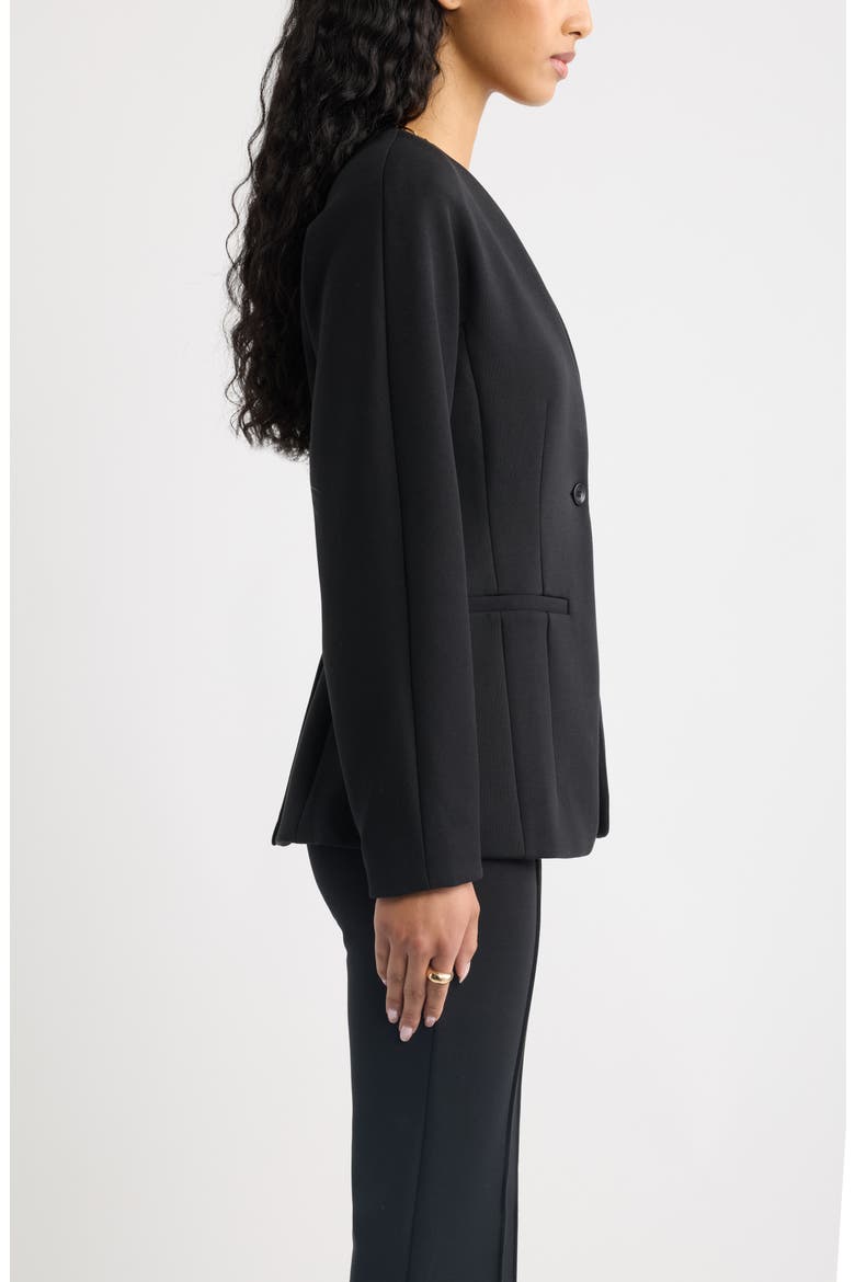 Muse Ponte Collarless Blazer, Alternate, color, BLACK
