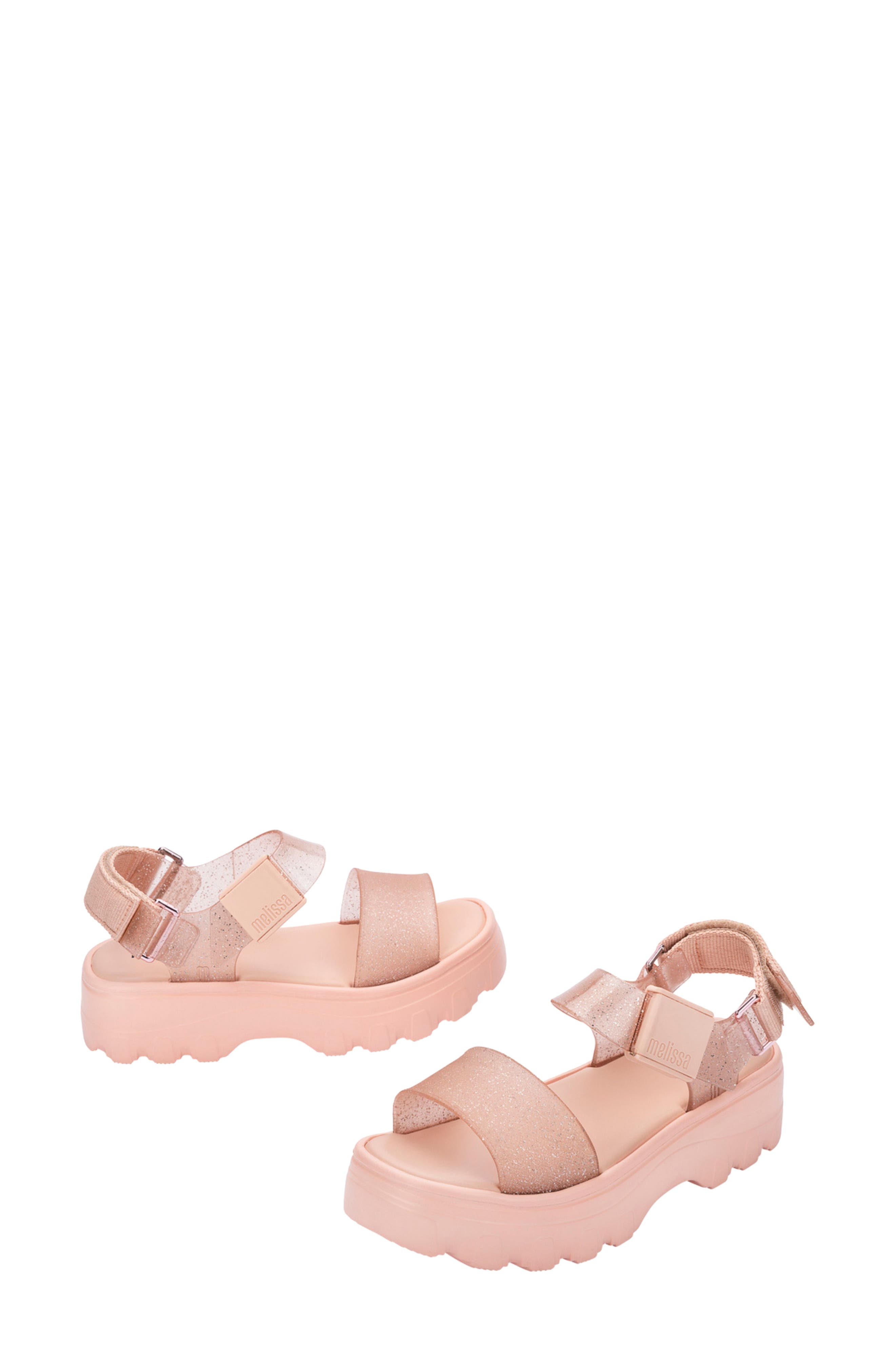 Melissa Kick Off Platform Sandal, Alternate, color, Beige Glitter