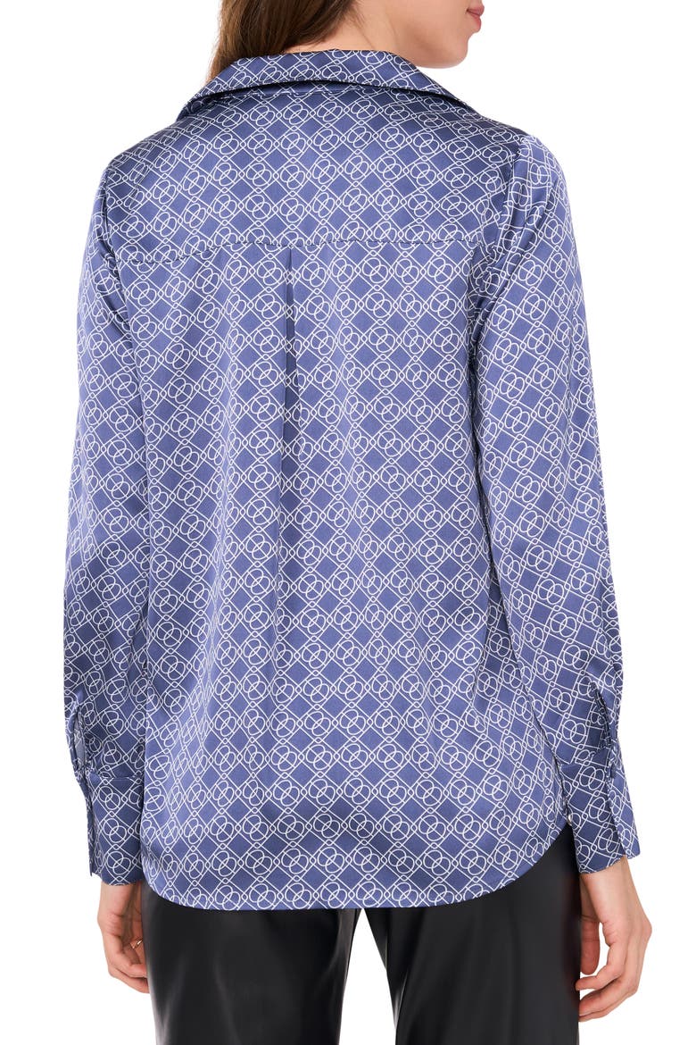 Long Sleeve Satin Button-Up Shirt, Alternate, color, VINTAGE INDIGO
