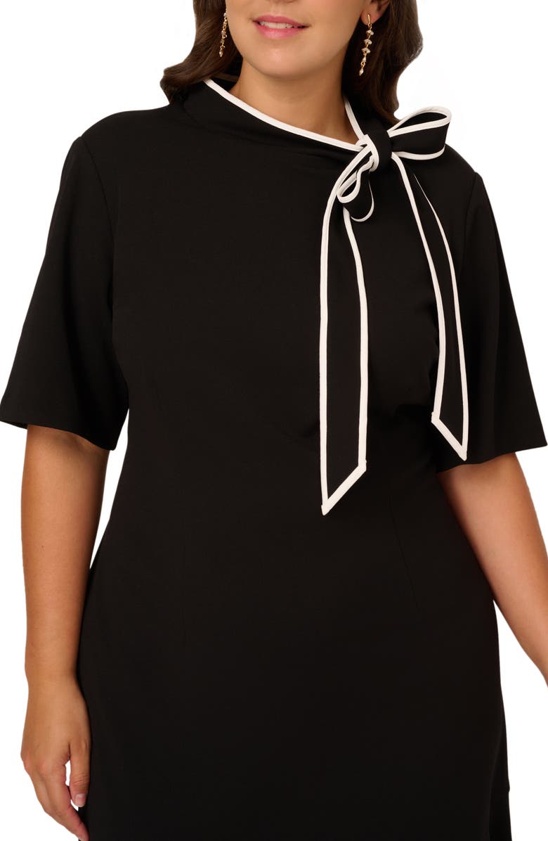 Adrianna Papell Tie Neck Crepe Dress, Alternate, color,