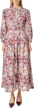 English Factory Print Long Sleeve Maxi Dress