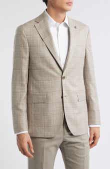Jack Victor Midland Contemporary Fit Windowpane Check Wool & Silk Blend Sport Coat