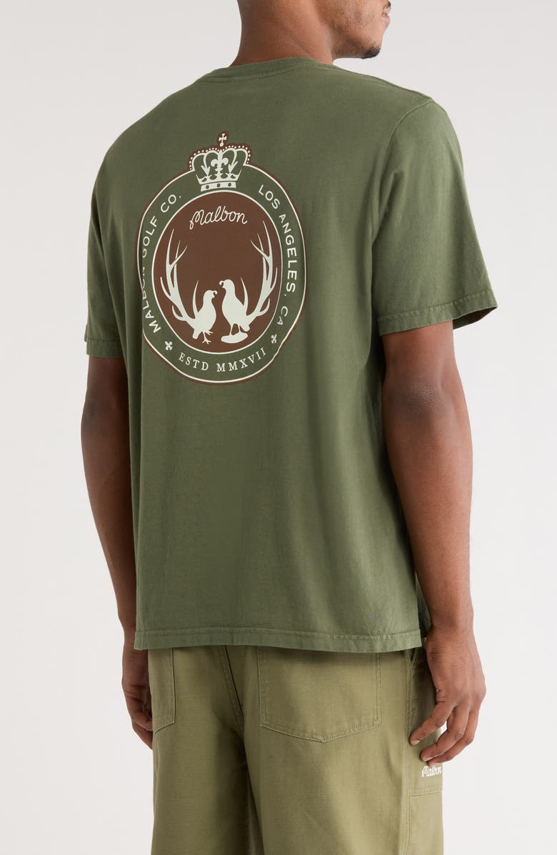 Malbon Golf Oakwood Logo Cotton T-Shirt, Alternate, color, Olivine