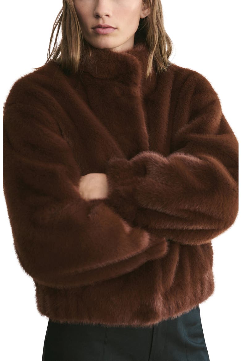 Faux Fur Jacket, Main, color, BROWN