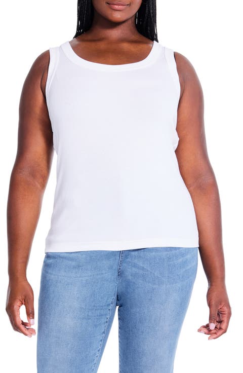 Perfect Rib Scoop Neck Knit Tank Top (Plus Size)