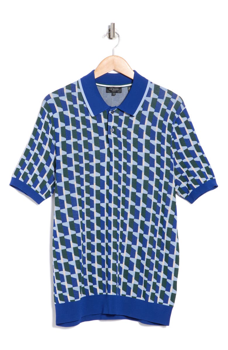 Ted Baker London Rossio Geo Zip Polo, Main, color, Navy