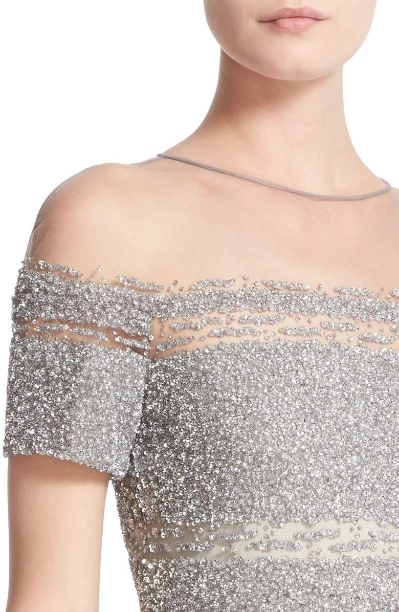 Pamella Roland Signature Sequin Cap Sleeve Cocktail Dress, Alternate, color,