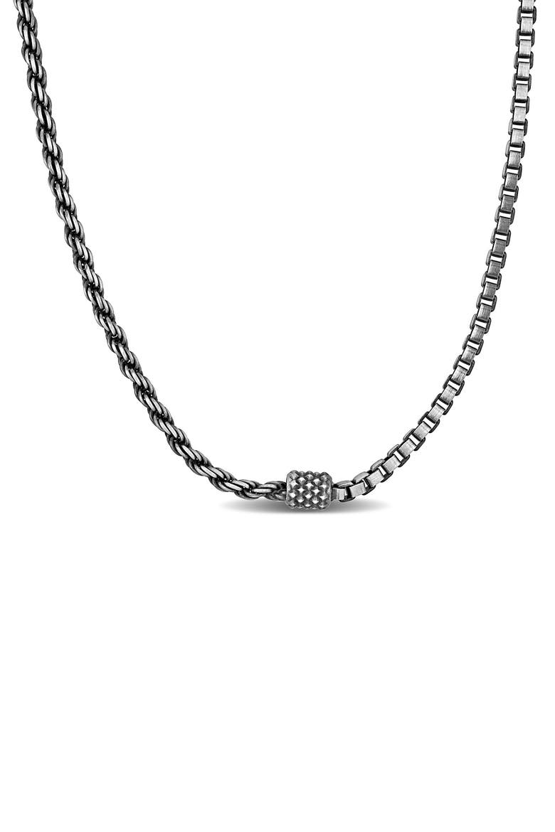 Half Rope Half Box Chain Necklace, Main, color, SILVER