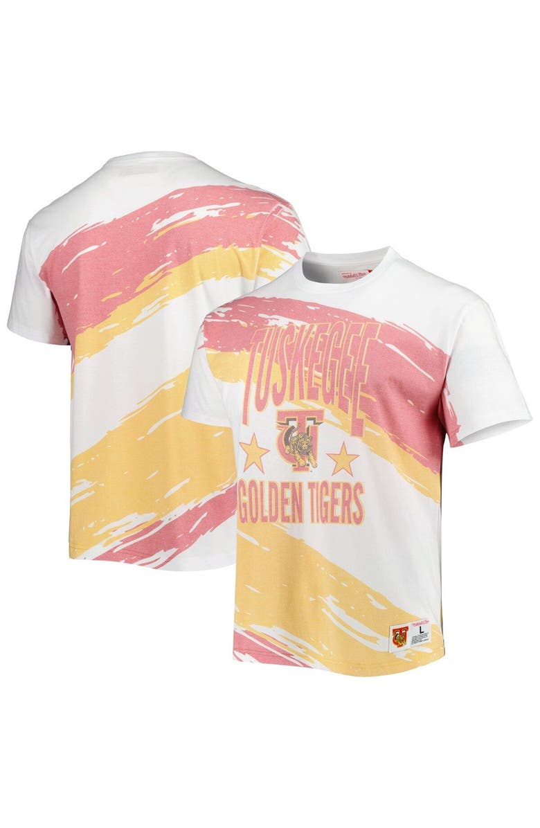 Mitchell & Ness Men's Mitchell & Ness White Tuskegee Golden Tigers Paintbrush Sublimated T-Shirt, Main, color, White
