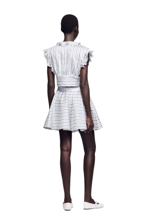 Sandro Striped Sleeveless Crop Top In Gray
