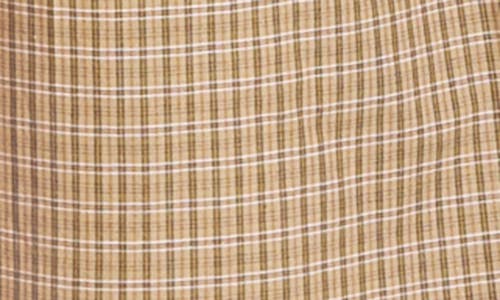 Wayf Cassidy Plaid Smock Bodice Cotton Midi Dress In Neutral