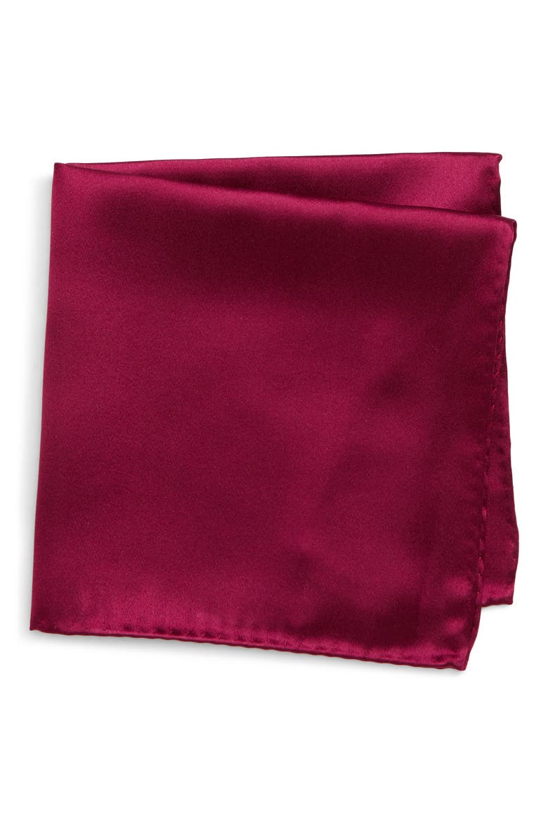 Solid Silk Pocket Square, Main, color, WINE