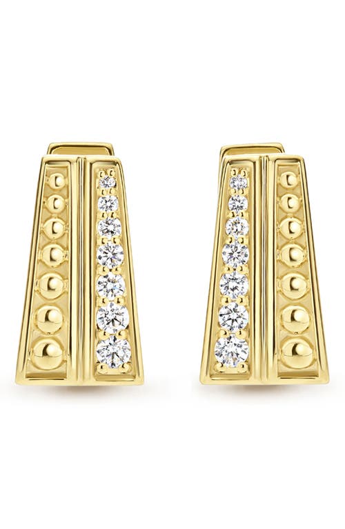Lagos 18k Gold Caviar Diamond 2-row Hoope Earrings In Gold