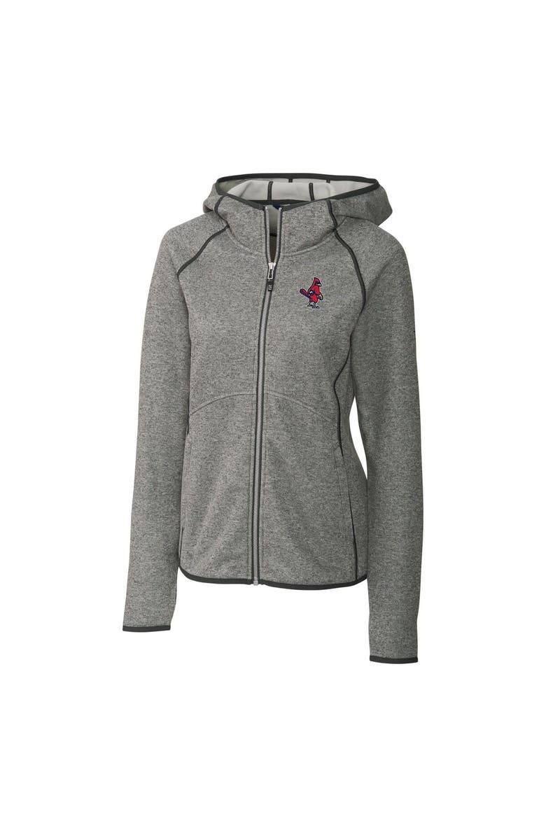Cutter & Buck Women's Cutter & Buck  Heather Gray Memphis Redbirds Mainsail Sweater Knit Raglan Full-Zip Hoodie, Alternate, color, 