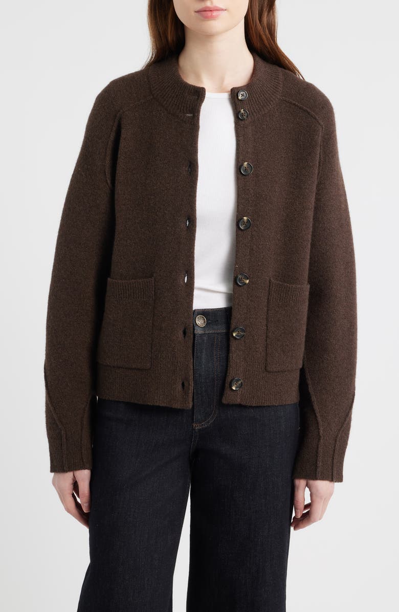 rag & bone Bridget Mock Neck Wool Blend Cardigan, Main, color,