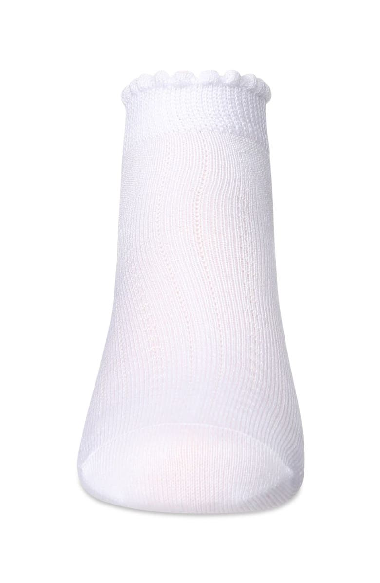 MeMoi Ditsy Floral Scalloped Cuff Anklet Sock, Alternate, color, White