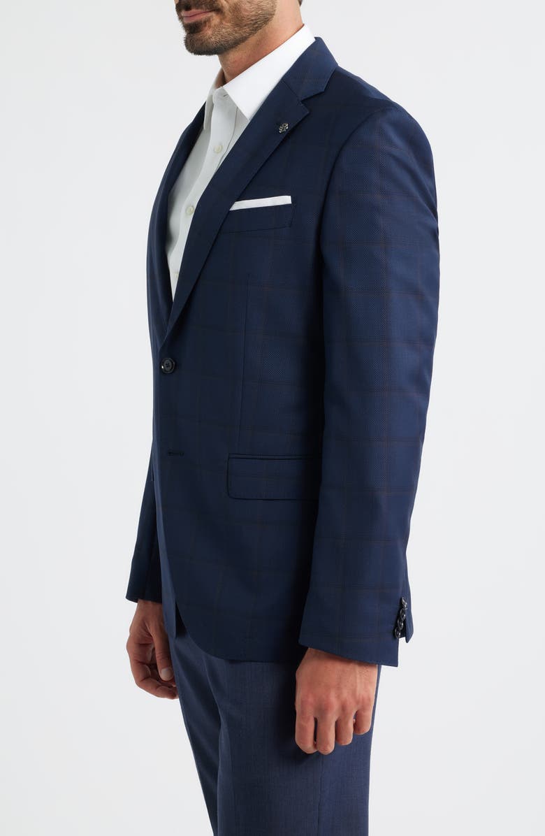 BOSS Hutson Slim Fit Navy Windowpane Check Wool Sport Coat, Alternate, color, Dark Blue
