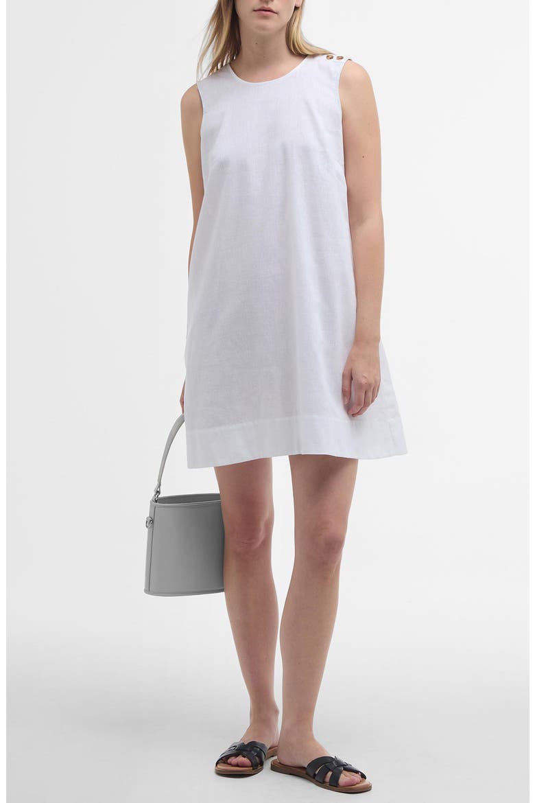 Lucy Sleeveless Cotton & Linen Minidress, Main, color, WHITE